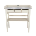 Établi en bois avec plateau en métal galvanisé et 3 tiroirs Dimensions