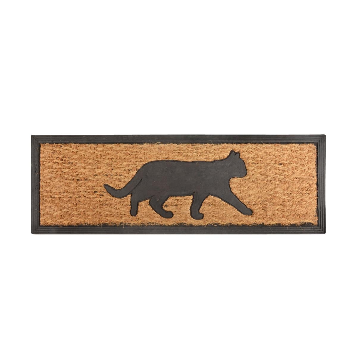 Zerbino tappeto in cocco e gomma con disegno gatto 75,1x25,3cm Promozione