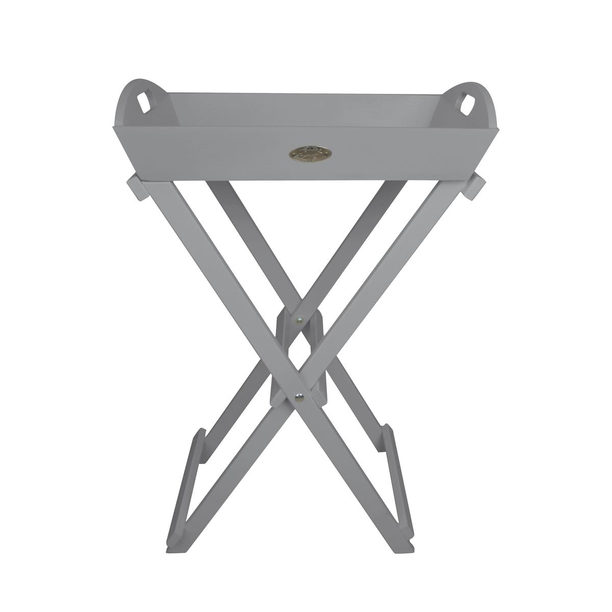 Tavolino pieghevole da giardino con vassoio in legno grigio Promozione
