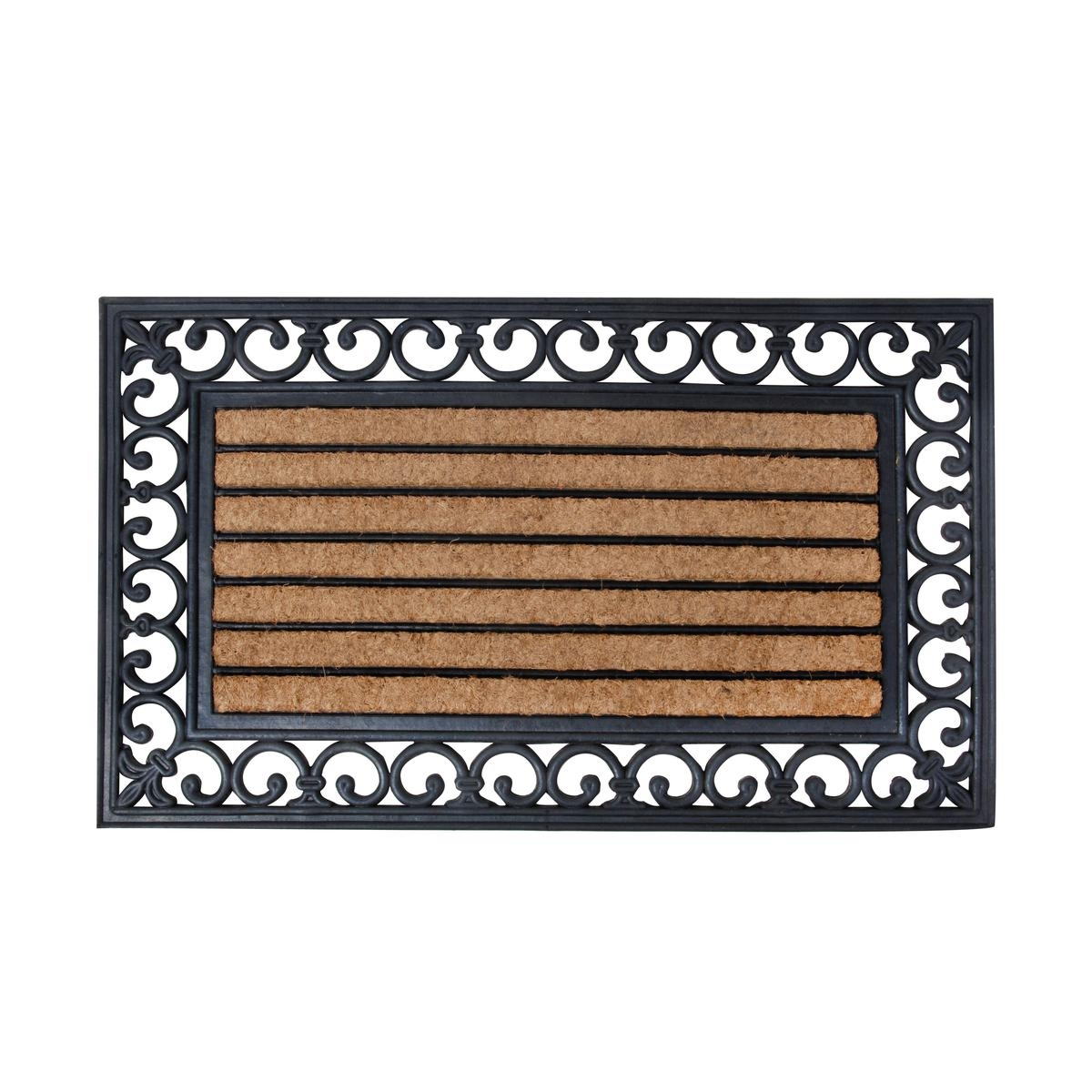 Paillasson rectangulaire classique victorien en caoutchouc et coco 75,2x25,2cm Promotion