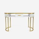 Table manucure esthéticienne en verre et métal doré effet marbre Jess Promotion