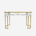 Table manucure esthéticienne en verre et métal doré effet marbre Jess Promotion