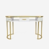 Table manucure esthéticienne en verre et métal doré effet marbre Jess Promotion