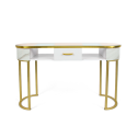 Table manucure esthéticienne en verre et métal doré effet marbre Jess Modèle