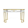 Table manucure esthéticienne en verre et métal doré effet marbre Jess Modèle