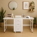 Table manucure peu encombrante Double plateau et Roues Dabol Vente