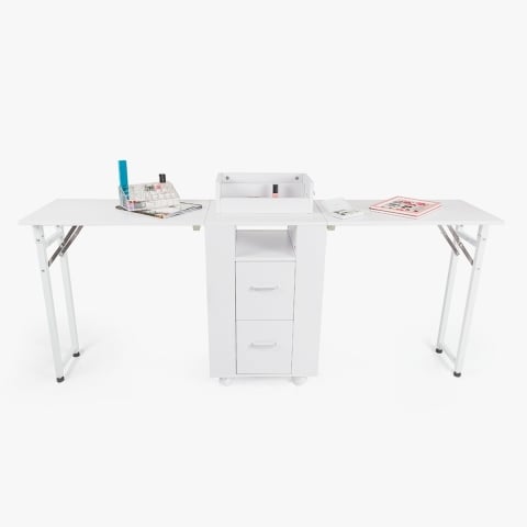 Table manucure peu encombrante Double plateau et Roues Dabol Promotion