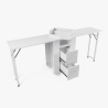 Table manucure peu encombrante Double plateau et Roues Dabol Offre