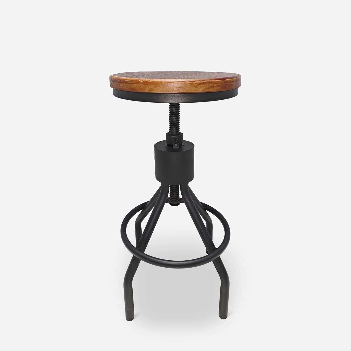 Tabouret de bar industriel en bois et métal réglable à vis Skiv Promotion