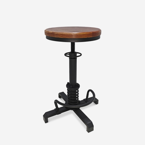 Sgabello da bar regolabile a vite in stile industriale vintage Helix Promozione