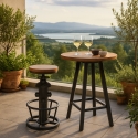 Tabouret de bar vintage industriel réglable avec repose-pieds Ziblo Vente