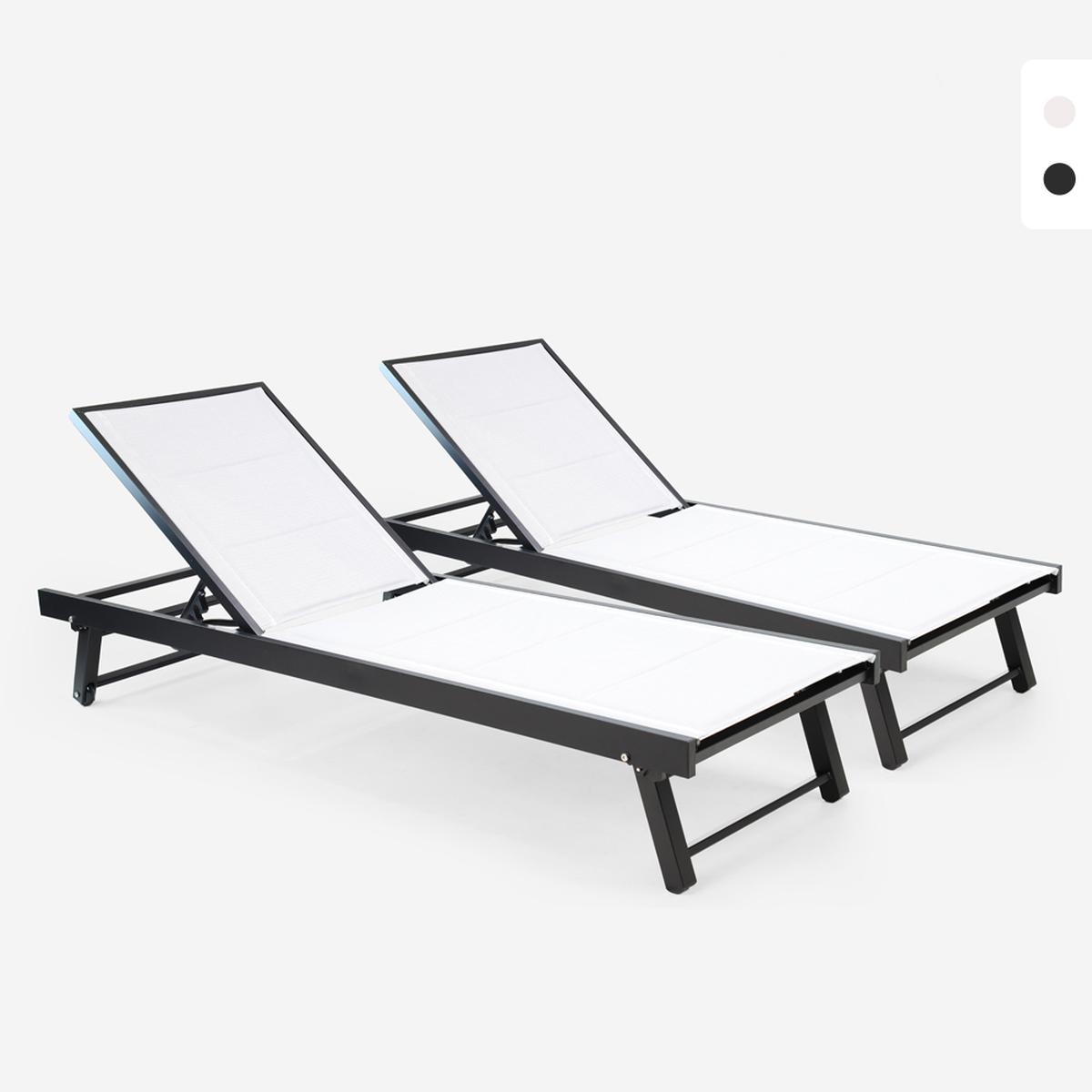 Bestand 2 moderne verstellbare Gartenliegen mit Rädern Rimini Katalog