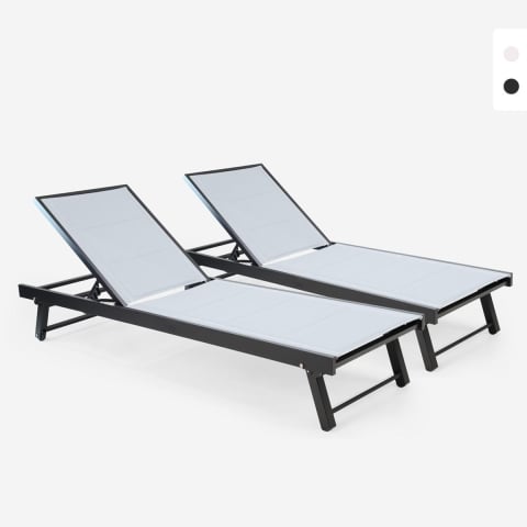 Bestand 2 moderne verstellbare Gartenliegen mit Rädern Rimini Aktion