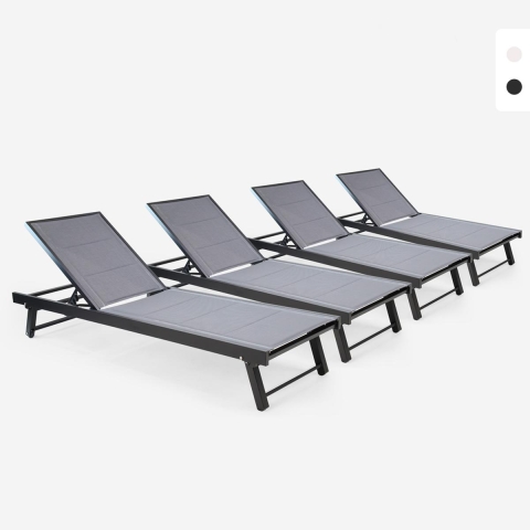 Stock 4 lettini prendisole da giardino piscina alluminio ruote Rimini Promozione
