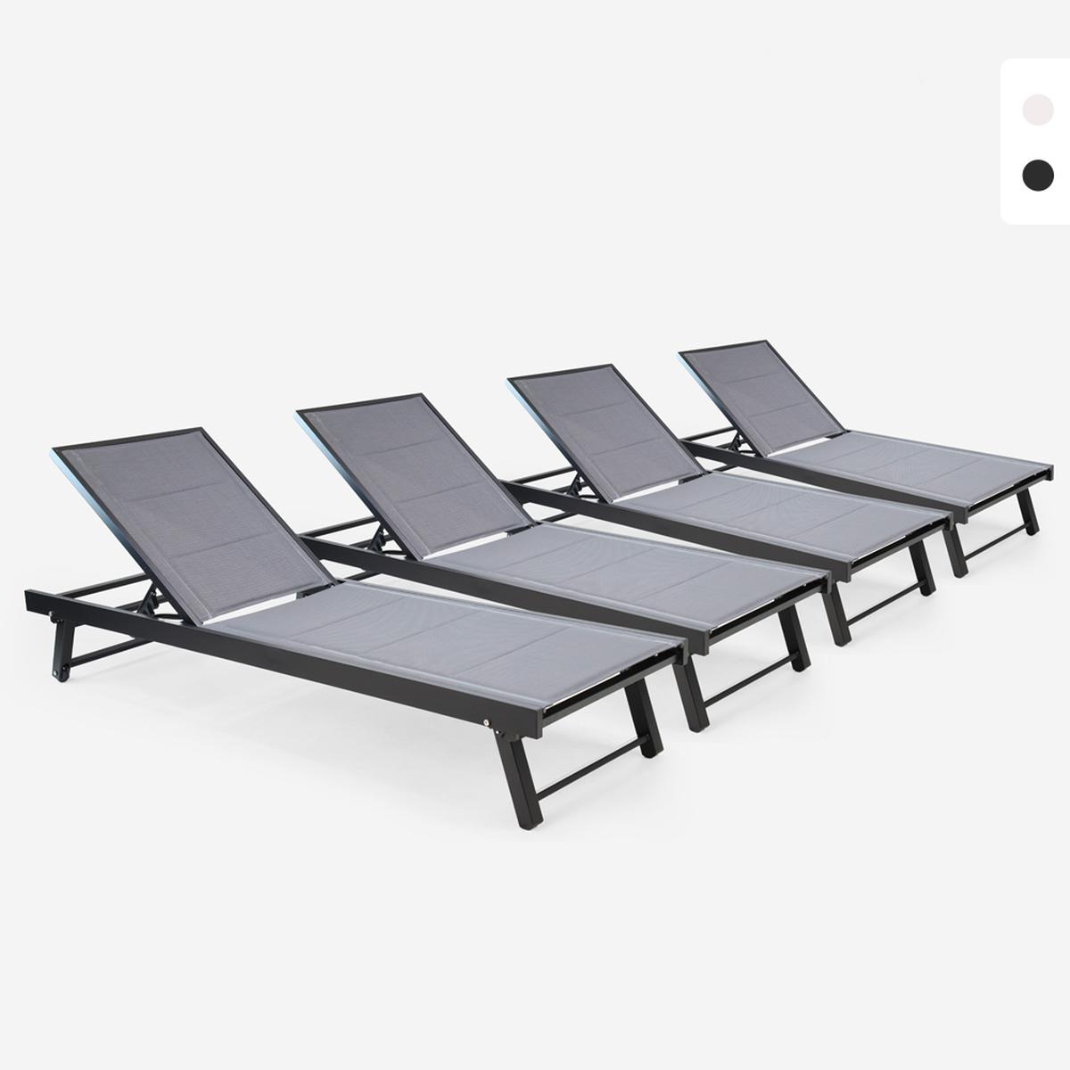 Vorrat 4 Garten Liegestühle Aluminium Pool Räder Rimini Aktion