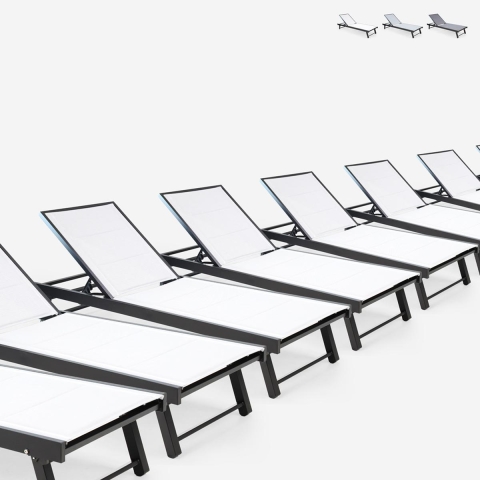 Stock 20 lettini sdraio relax da giardino in alluminio con ruote Rimini Promozione