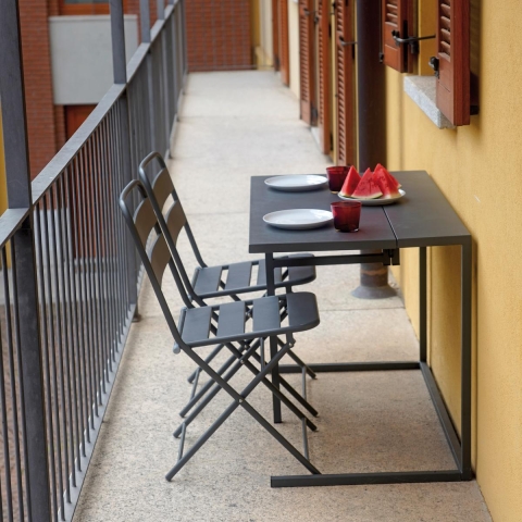 Balkon-Set: Tisch 50x100 cm und 2 klappbare Eisenstühle Aktion