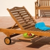 Chaise longue de jardin en teck avec roues et tablette amovible Carloforte Caractéristiques