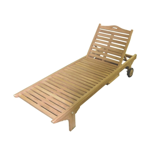 Chaise longue de jardin en teck avec roues et tablette amovible Carloforte Promotion