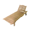 Chaise longue de jardin en teck avec roues et tablette amovible Carloforte Promotion