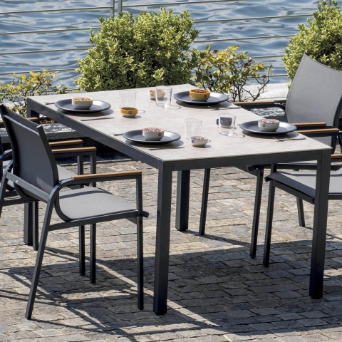 Ensemble de jardin avec table en verre et 4 chaises Tarquinia Promotion