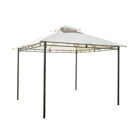 Tonnelle de jardin en fer 3x3 écru anthracite Illinois Promotion