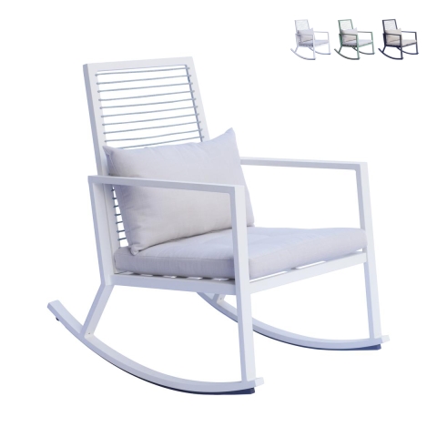 Rocking chair moderne en aluminium avec coussin Tayuva Promotion