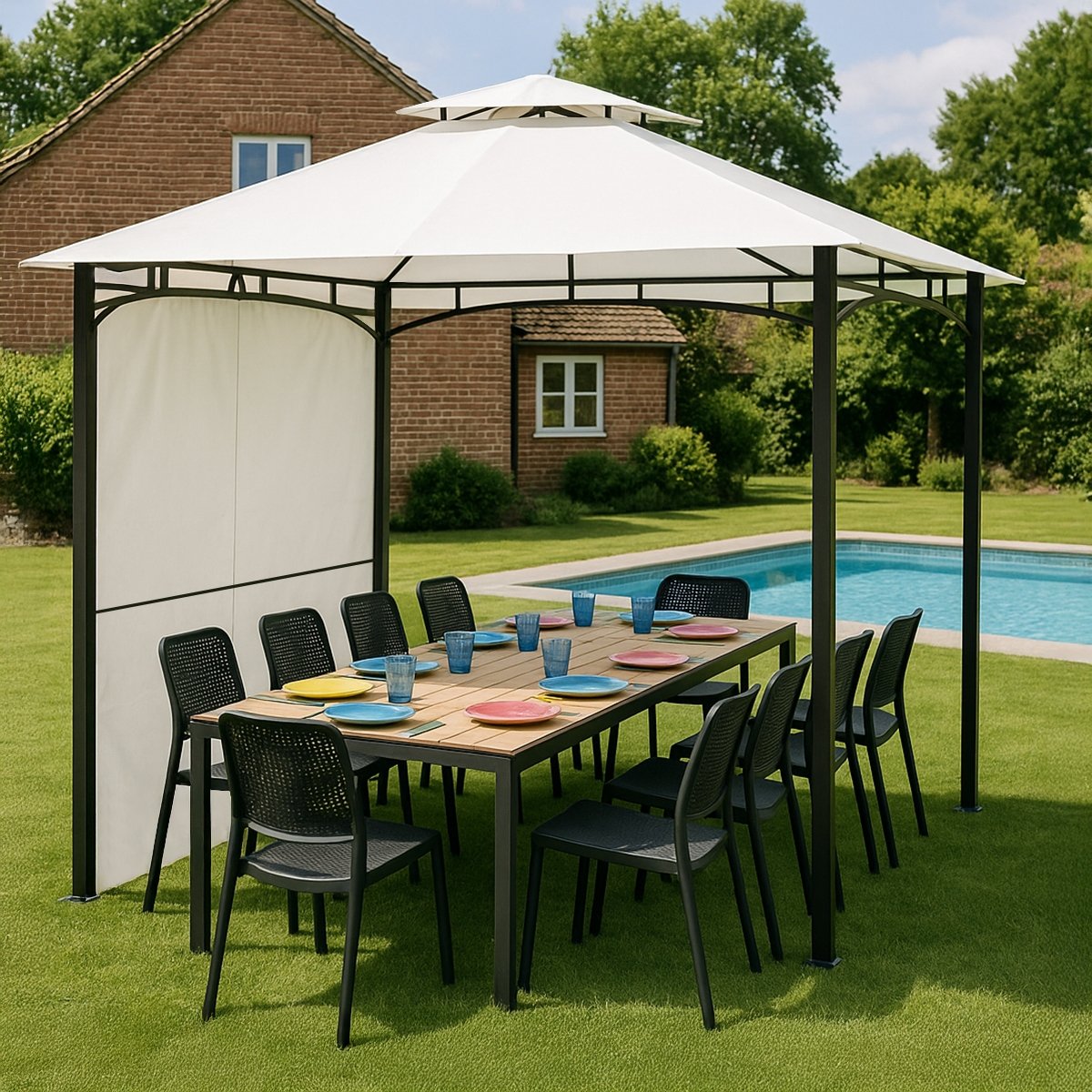 Gazebo 3,3x3,3 metri giardino bar veranda mercato pagoda Antigua Promozione Gazebo 3,3x3,3 metri giardino bar veranda mercato pagoda Antigua Promozione