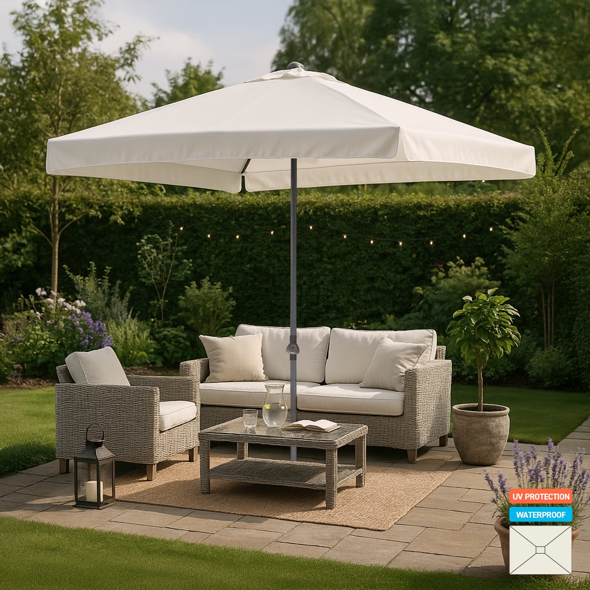 Ombrellone giardino 3x2 alluminio rettangolare palo centrale bar hotel Eden