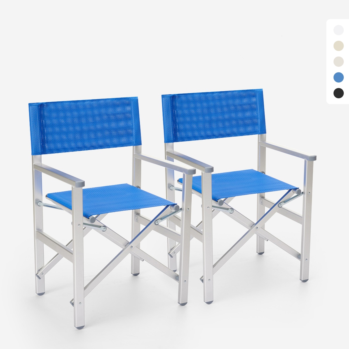 2 Chaises de plage pliantes portables en textilène aluminium Regista Gold