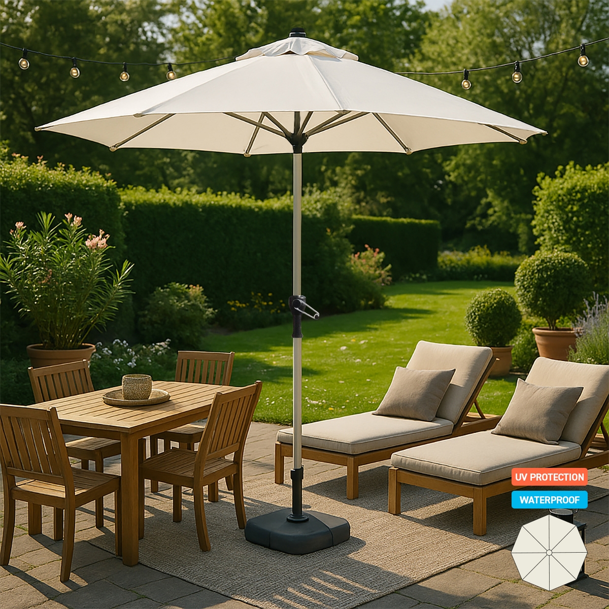 Gartenschirm 3m Sonnenschirm Garten Café Alu mittelmast Achteckig Eden