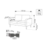 Divano 2 posti moderno in cotone 137x73x82cm Ramsey 