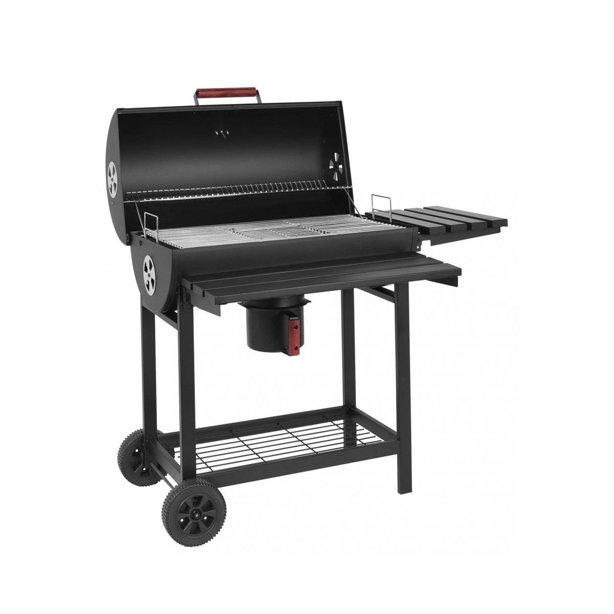 Barbecue à charbon en acier avec roues, couvercle, 2 grilles Tennessee Promotion Barbecue à charbon en acier avec roues, couvercle, 2 grilles Tennessee Promotion