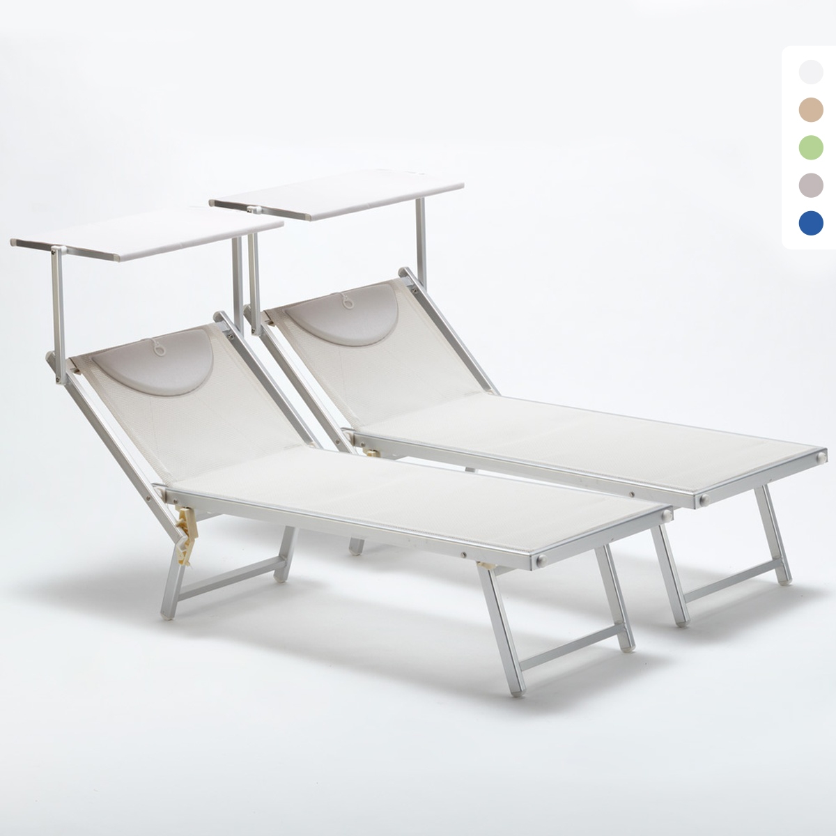 2 Bain de soleil professionnels transat aluminium lits de plage Italia Catalogue