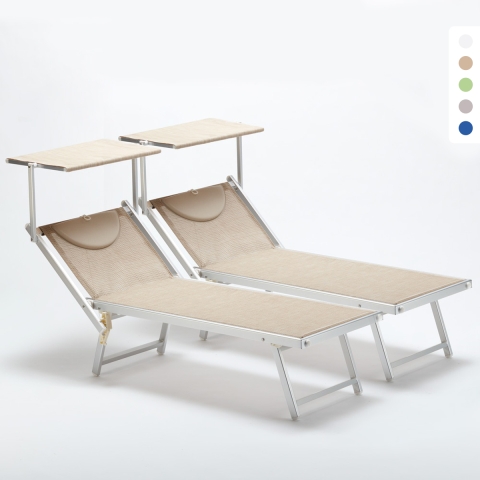 2 Lettini spiaggia mare prendisole professionali in alluminio Italia Promozione
