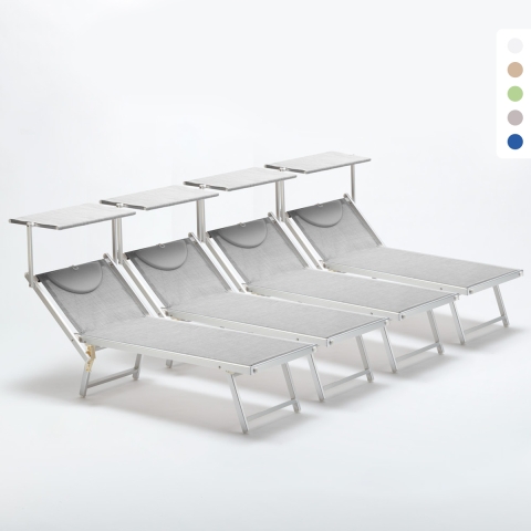 4 Lettini spiaggia mare professionali in alluminio Italia Promozione