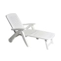 Lettino pieghevole da giardino bianco in plastica con ruote Cancun Promozione