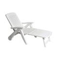 Chaise longue de jardin pliante blanche en plastique avec roulettes Cancun Promotion