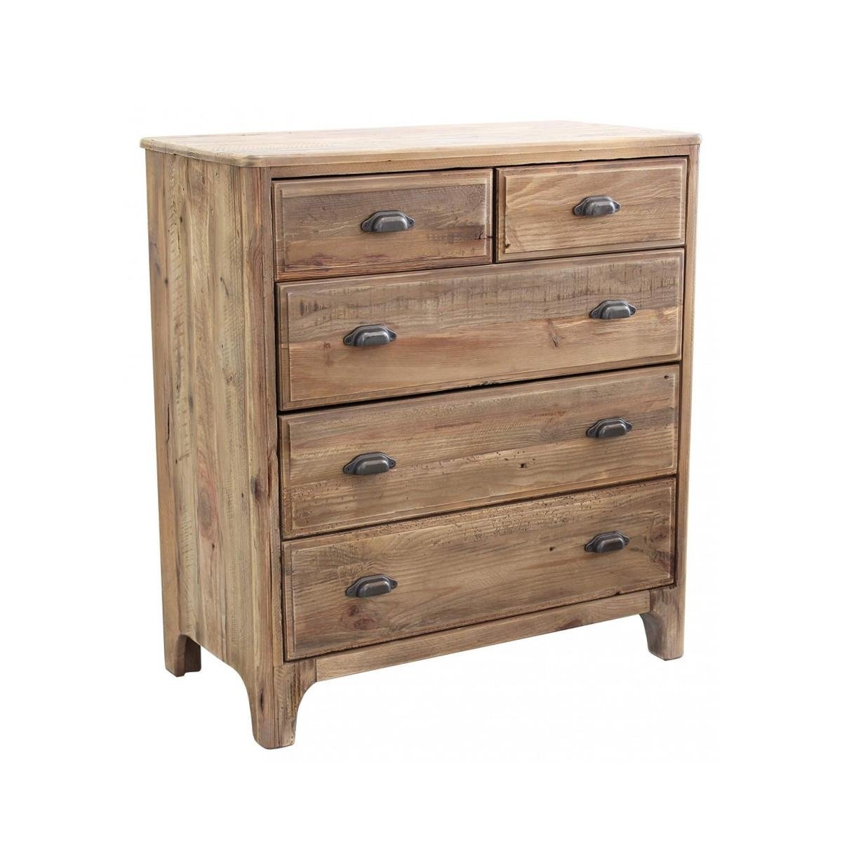 Commode en bois naturel pour chambre à coucher 5 tiroirs Farley Promotion Commode en bois naturel pour chambre à coucher 5 tiroirs Farley Promotion