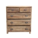 Commode en bois naturel pour chambre à coucher 5 tiroirs Farley Remises
