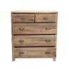 Commode en bois naturel pour chambre à coucher 5 tiroirs Farley Remises