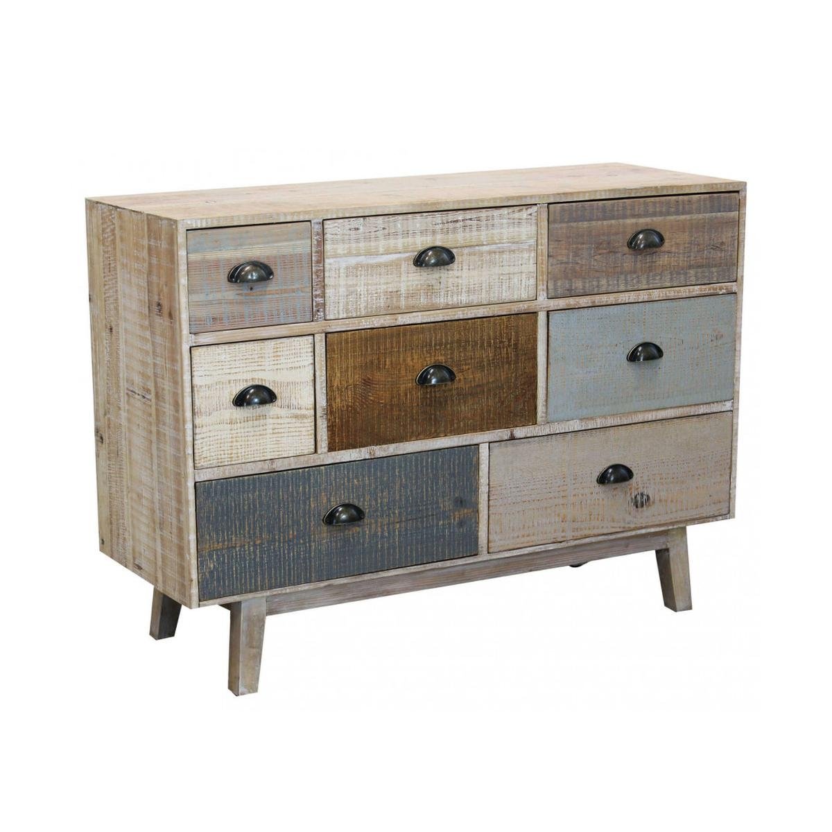 Cassettiera in legno colorato con 8 cassetti shabby chic Donald Promozione Cassettiera in legno colorato con 8 cassetti shabby chic Donald Promozione
