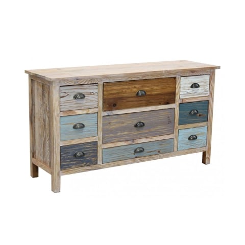 Mobile cassettiera in legno shabby chic Denny Promozione