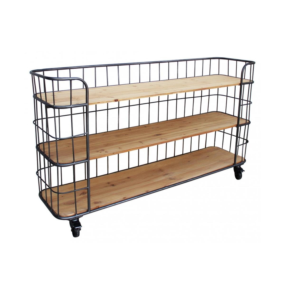 Mobile libreria 3 scaffali stile industriale con ruote Abner Promozione Mobile libreria 3 scaffali stile industriale con ruote Abner Promozione