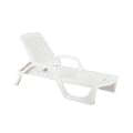 Chaise longue de jardin piscine en polypropylène blanc avec roues Zanzibar Promotion