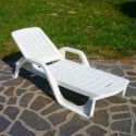 Chaise longue de jardin piscine en polypropylène blanc avec roues Zanzibar Vente
