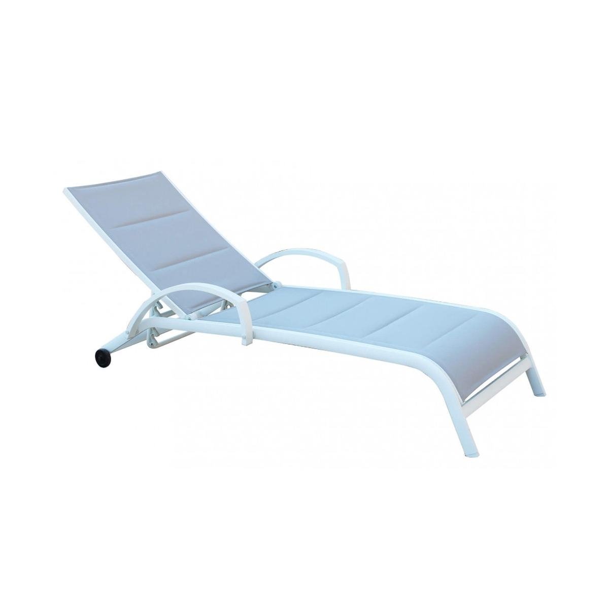 Chaise longue de jardin blanche empilable avec roues Malaga Promotion Chaise longue de jardin blanche empilable avec roues Malaga Promotion