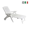 Chaise longue de jardin pliante blanche en plastique avec roulettes Cancun Offre