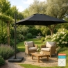 Gartenschirm mit verstellbarem Arm aus Aluminium mit dezentraler Stange 3x3 Vienna Noir