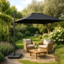 Gartenschirm mit verstellbarem Arm aus Aluminium mit dezentraler Stange 3x3 Vienna Noir
